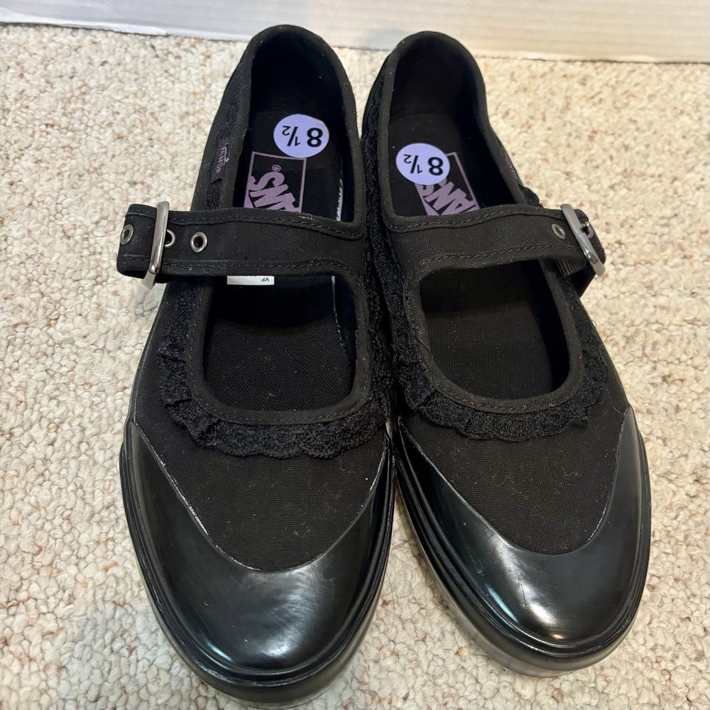 Vans Mary Jane in the Shadows Black w Lace Accent Sz 8.5 Goth Dark Academia NEW - Picture 2 of 9